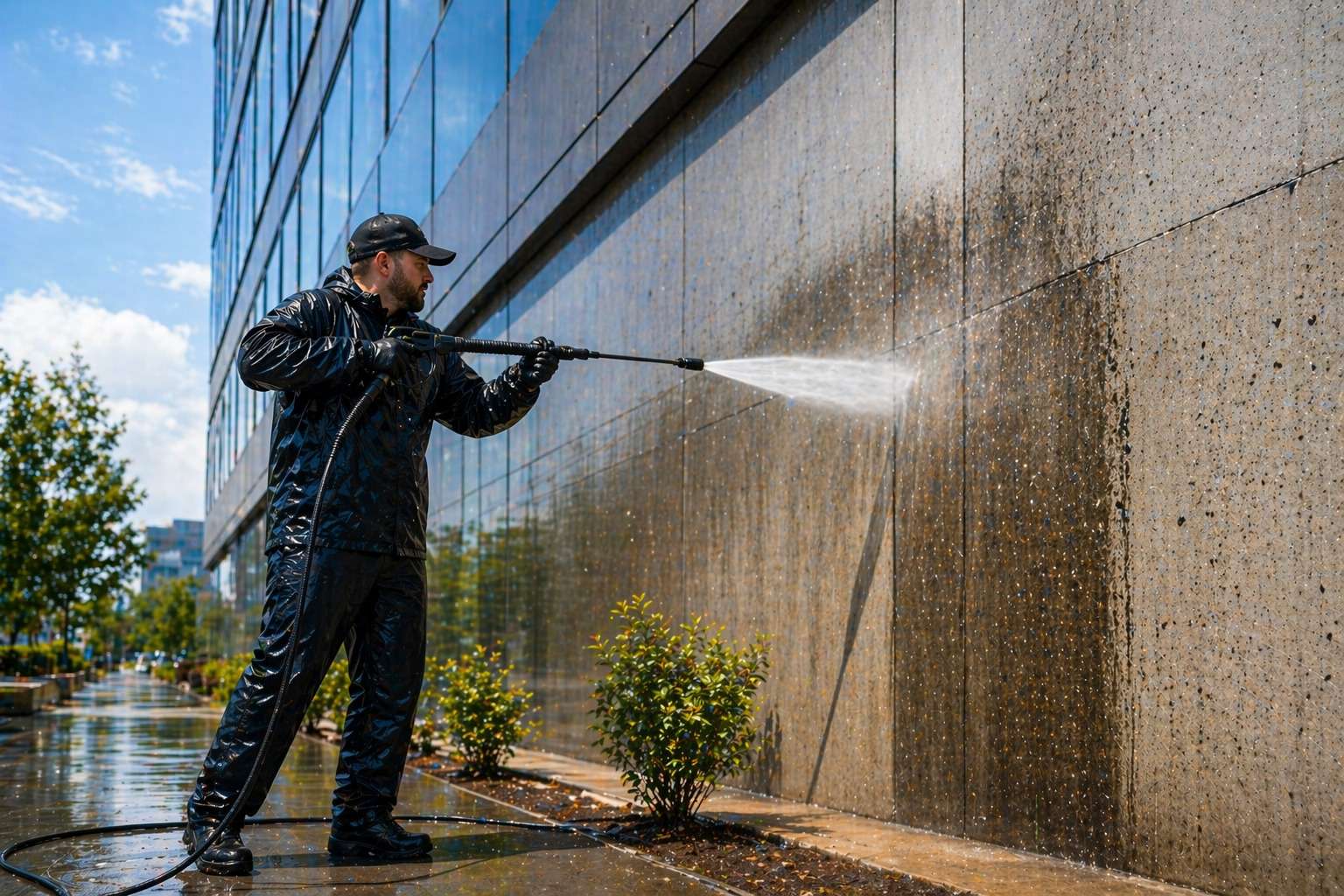 commercial building power washing exterior cleaning