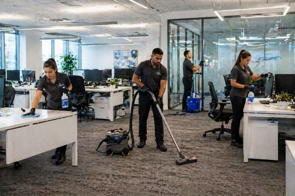 commercial cleaning services office cleaning team