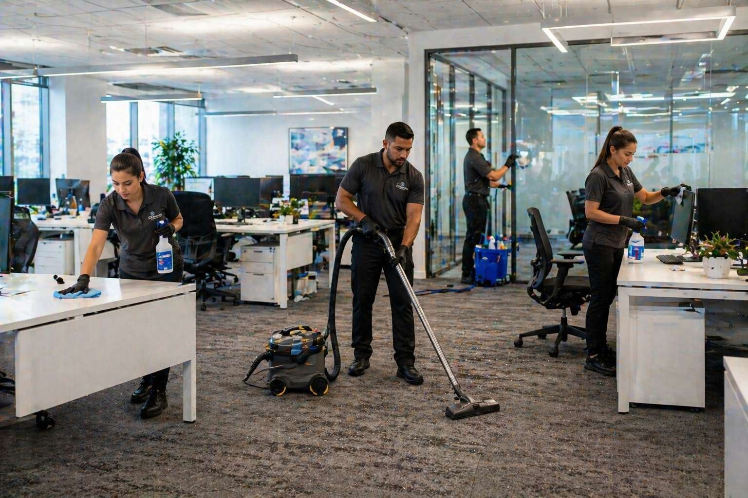 commercial cleaning services office cleaning team